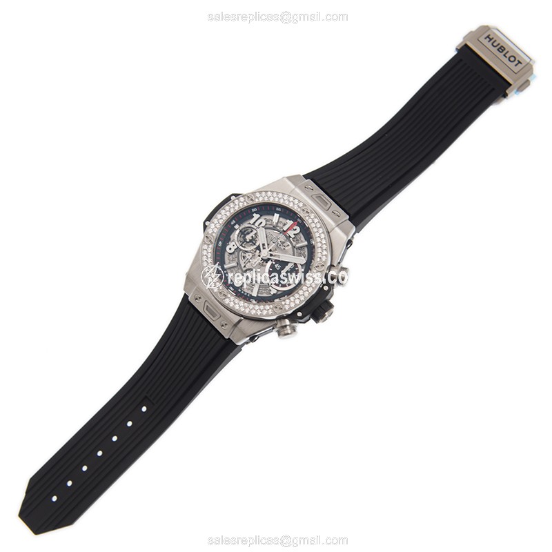Hublot BIG BANG Replica - Automatic - Silver Dial - Black Rubber Strap - View 2