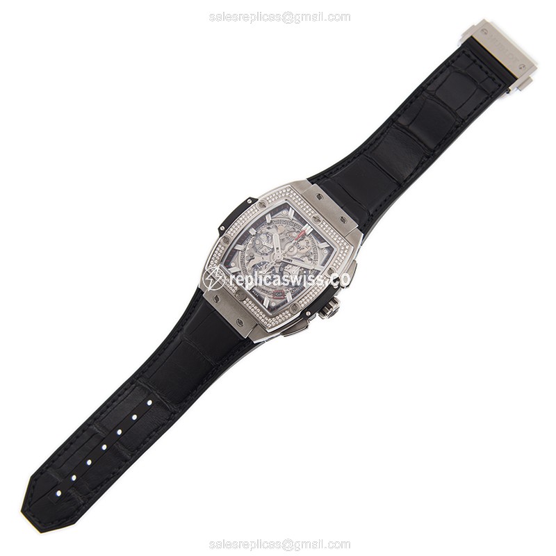 Hublot Spirit of Big Bang Replica - Automatic - Silver Dial - Black Leather Strap - View 2