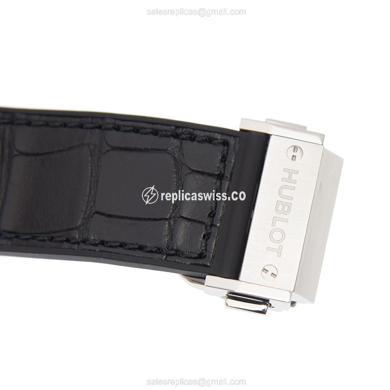 Hublot Spirit of Big Bang Replica - Automatic - Silver Dial - Black Leather Strap - View 4