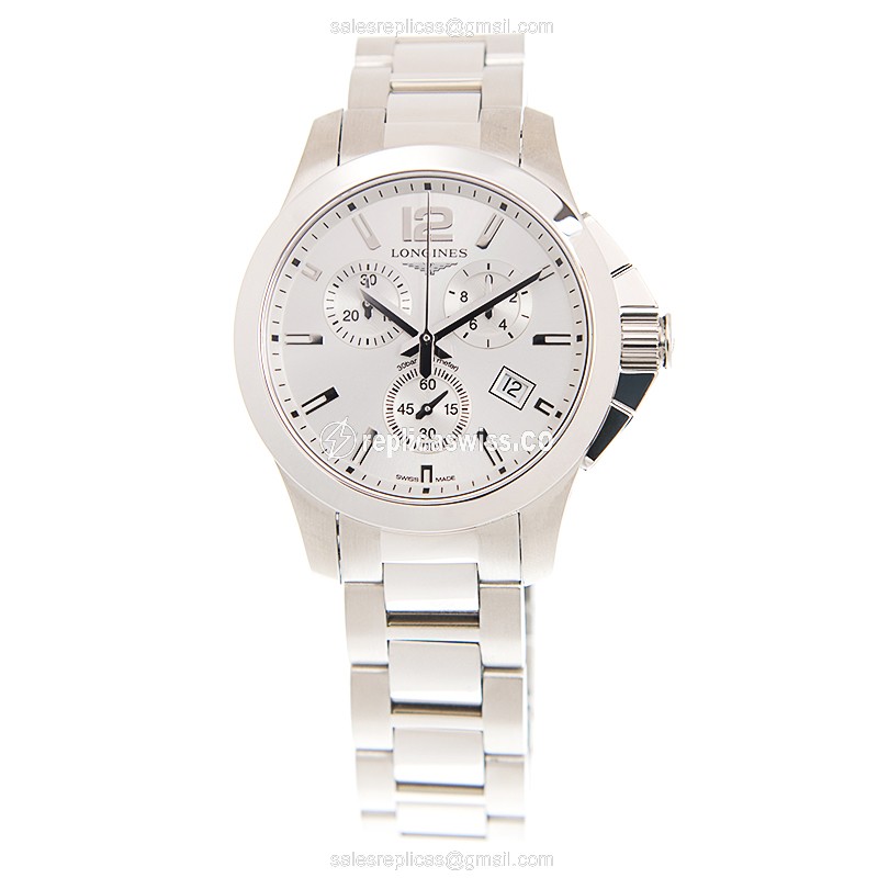Longines CONQUEST Quartz Replica - Silver Dial, Steel Case, Clasp - View 2