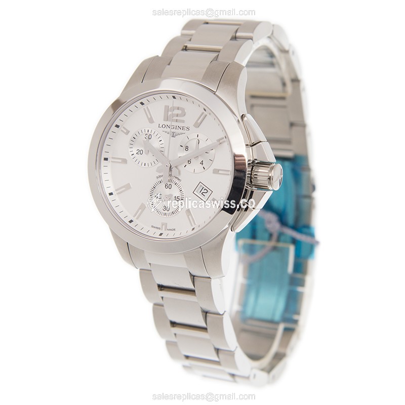 Longines CONQUEST Quartz Replica - Silver Dial, Steel Case, Clasp - View 3