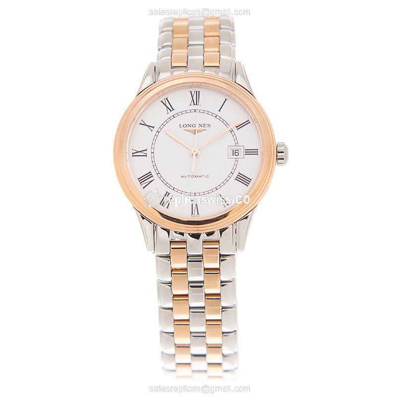 Longines L4.374.3.91.7 Flagship Replica - Automatic - 18kt Rose Gold & Steel Case - White Dial - View 2