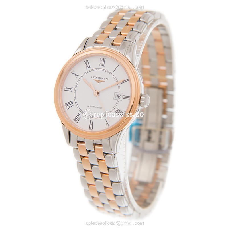 Longines L4.374.3.91.7 Flagship Replica - Automatic - 18kt Rose Gold & Steel Case - White Dial - View 3
