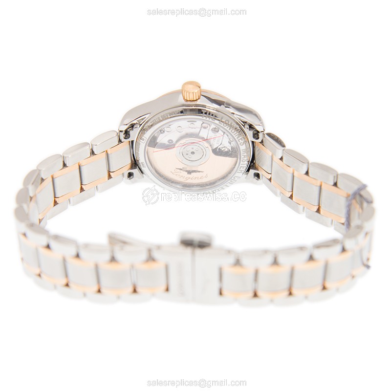 Longines L2.128.5.07.7 Replica - Automatic - 18kt Rose Gold - Steel - Gray Dial - Gold Strap - View 3