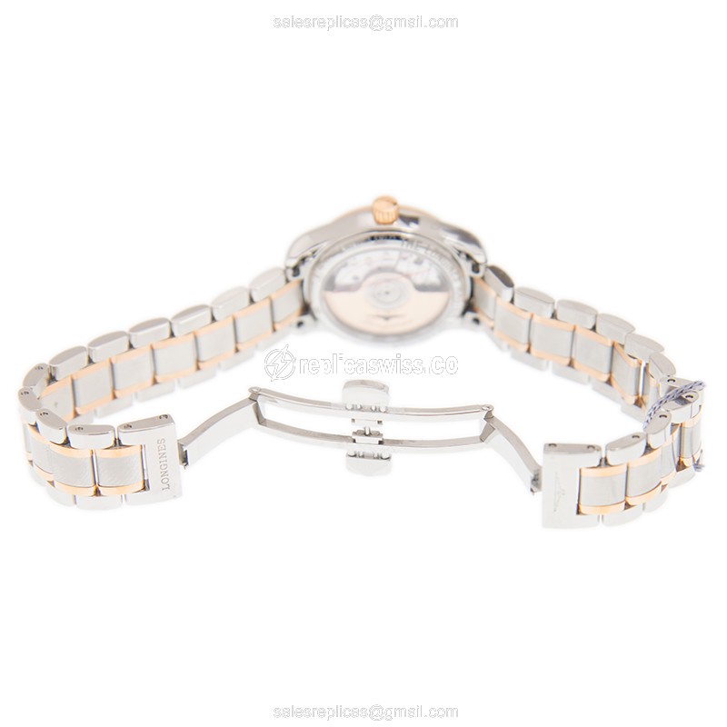 Longines L2.128.5.07.7 Replica - Automatic - 18kt Rose Gold - Steel - Gray Dial - Gold Strap - View 4