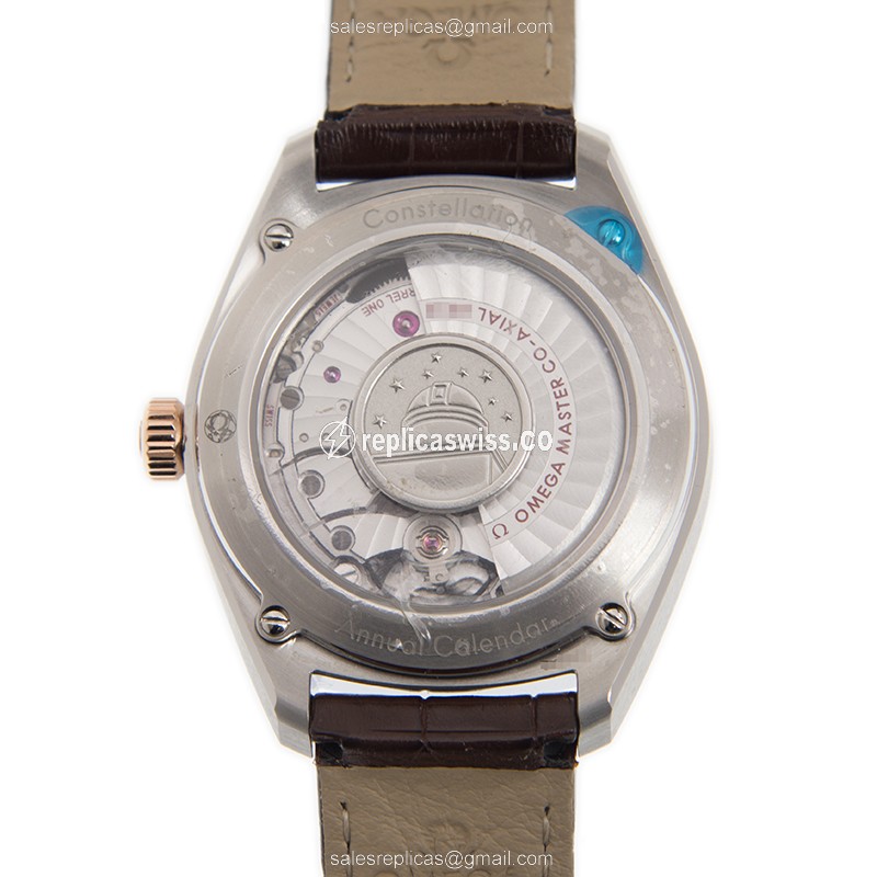 Omega Constellation Replica - Automatic - Stainless Steel - Gray Dial - Brown Leather Strap - View 3