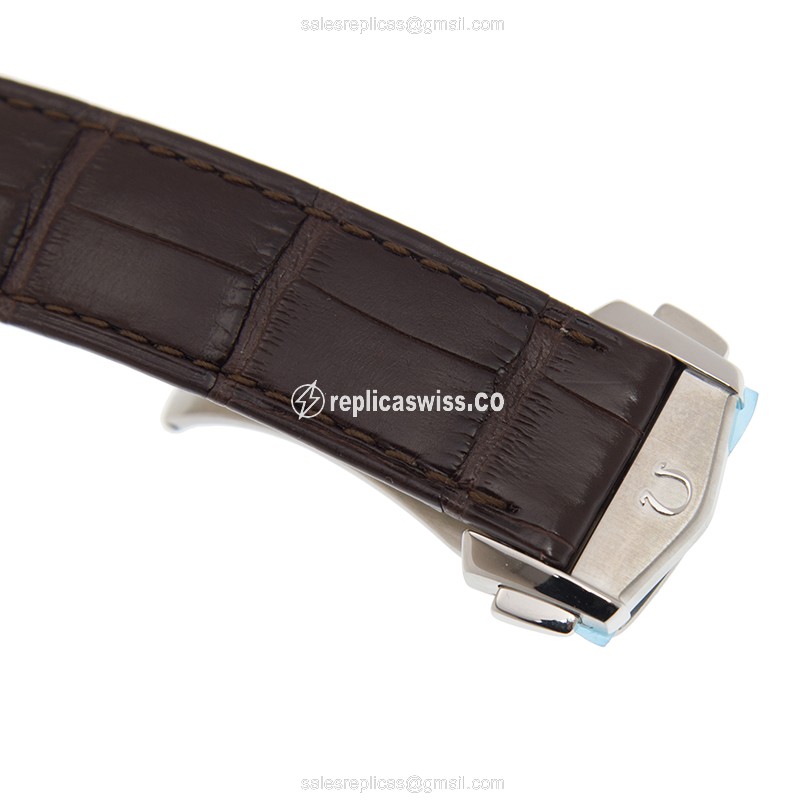 Omega Constellation Replica - Automatic - Stainless Steel - Gray Dial - Brown Leather Strap - View 4