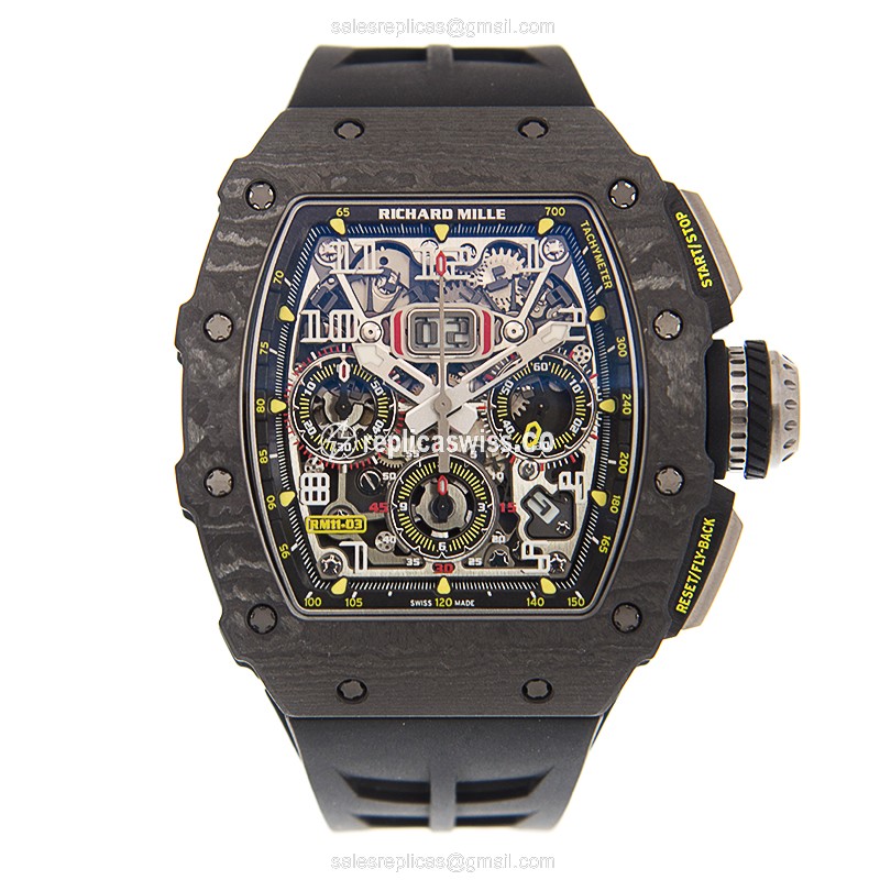 Richard Mille RM11-03 CA - Automatic Titanium Case - Silver Dial - Black Rubber Strap - View 2