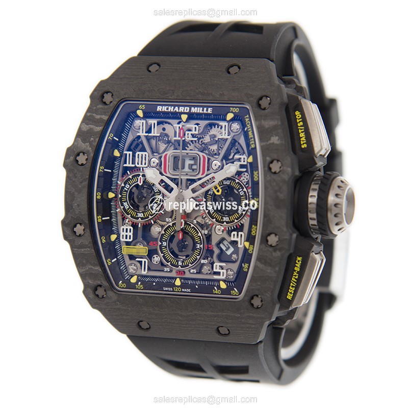 Richard Mille RM11-03 CA - Automatic Titanium Case - Silver Dial - Black Rubber Strap - View 3
