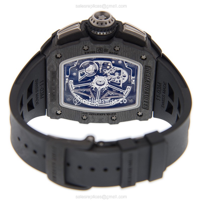 Richard Mille RM11-03 CA - Automatic Titanium Case - Silver Dial - Black Rubber Strap - View 4