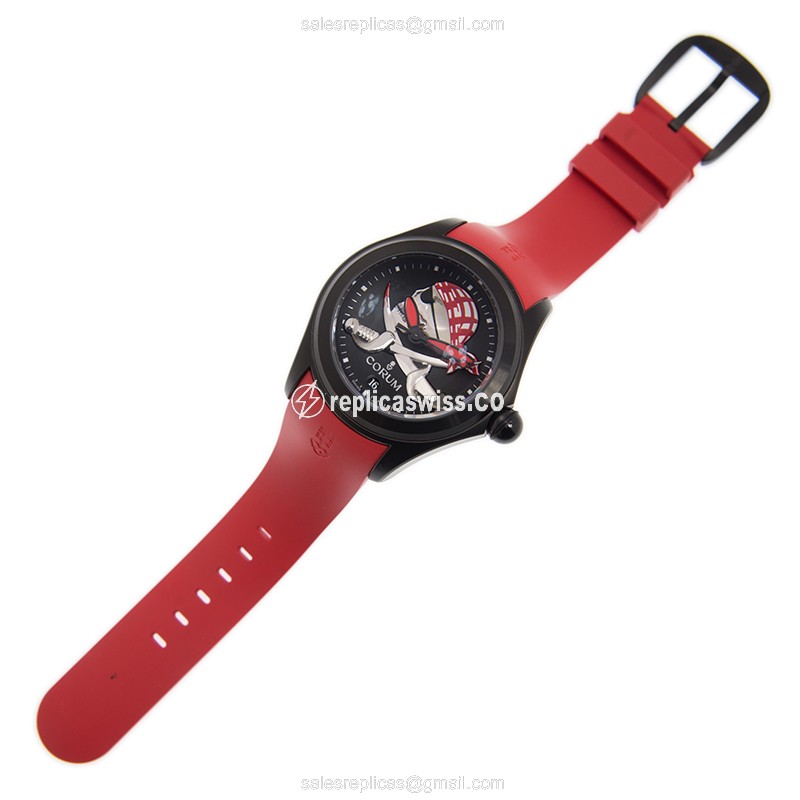 Corum PIRA Bubble Replica - Automatic - Black Dial - Red Rubber Strap - Sapphire Crystal - View 2