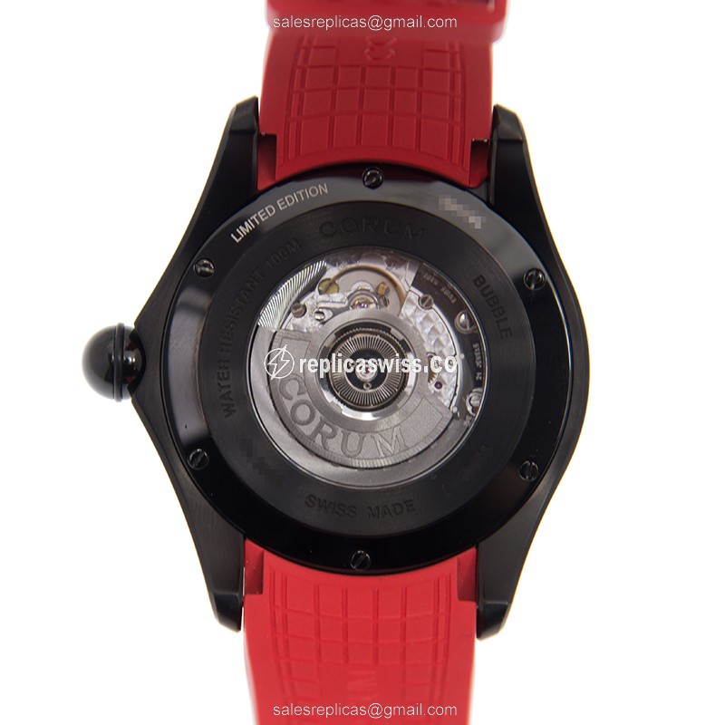Corum PIRA Bubble Replica - Automatic - Black Dial - Red Rubber Strap - Sapphire Crystal - View 3