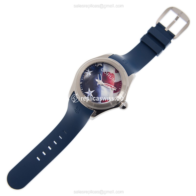Corum Bubble Replica - Automatic - Blue Dial - Steel Case - Blue Rubber Strap - View 2