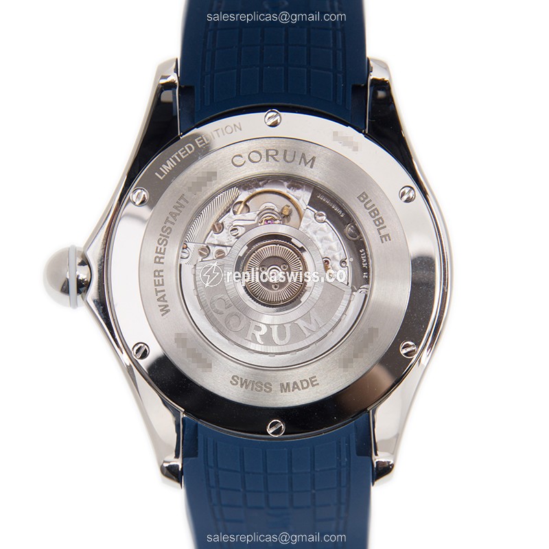 Corum Bubble Replica - Automatic - Blue Dial - Steel Case - Blue Rubber Strap - View 3