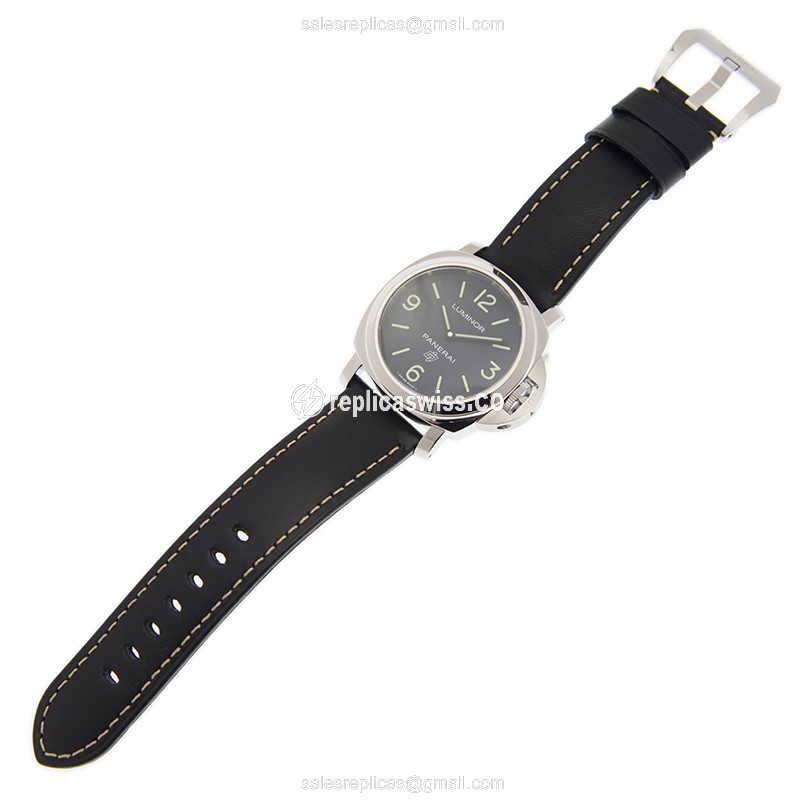 Panerai PAM00773 LUMINOR Manual - Black Dial - Steel Case - Leather Black Strap - View 2