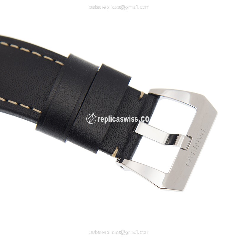 Panerai PAM00773 LUMINOR Manual - Black Dial - Steel Case - Leather Black Strap - View 4