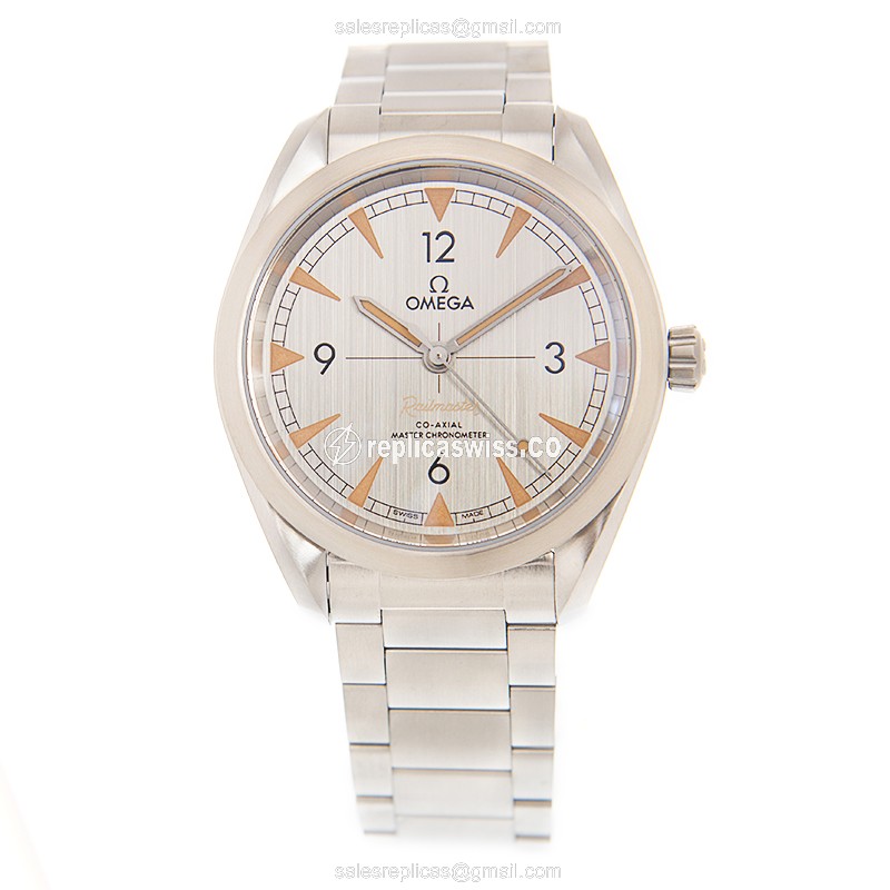 Omega 220.10.40.20.06.001 RAILMASTER Replica - Automatic - Steel Case - Gray Dial, Silver Clasp & Steel Strap - View 2