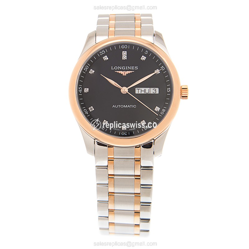 Longines L2.755.5.59.7 Replica - Automatic - 18kt Rose Gold Case - Black Dial - View 2