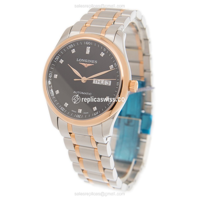 Longines L2.755.5.59.7 Replica - Automatic - 18kt Rose Gold Case - Black Dial - View 3