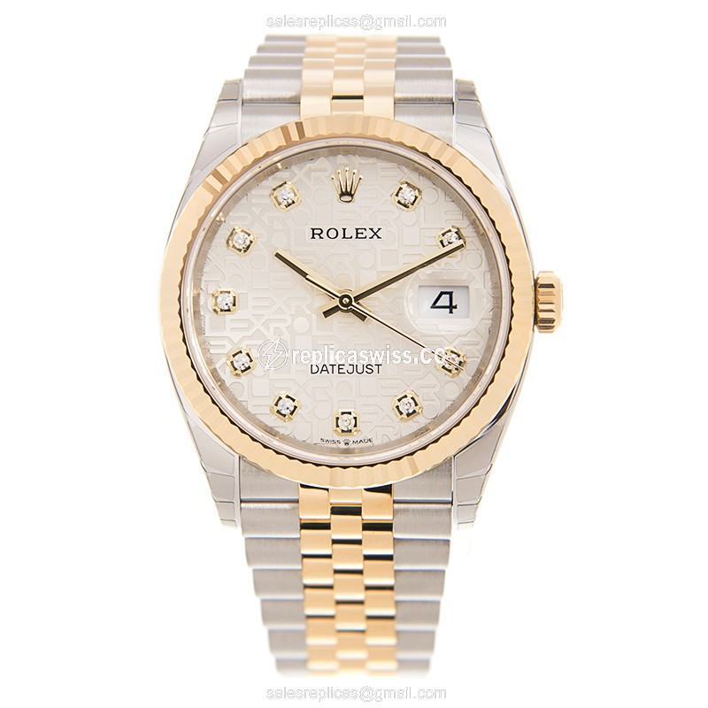 Rolex Datejust Replica - Automatic - Silver Dial on 18kt Steel Strap - View 2