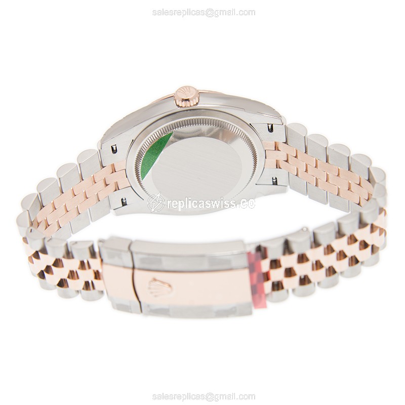 Rolex DATEJUST Replica - Automatic - 18kt Rose Gold & Steel - Gray Dial, Gold Clasp & Gold Strap - View 4