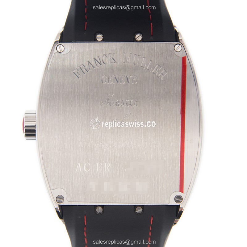 Franck Muller V 45 SC DT AC.ER VANGUARD Replica - Automatic - Steel Case - Black Dial on Leather Strap - View 3