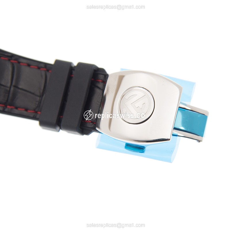 Franck Muller V 45 SC DT AC.ER VANGUARD Replica - Automatic - Steel Case - Black Dial on Leather Strap - View 4