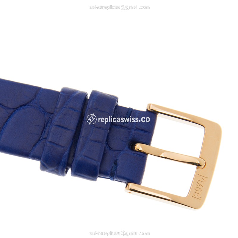 Piaget POSSESSION Replica - Quartz - 18kt Rose Gold - Silver Dial - Blue Alligator Strap - View 4