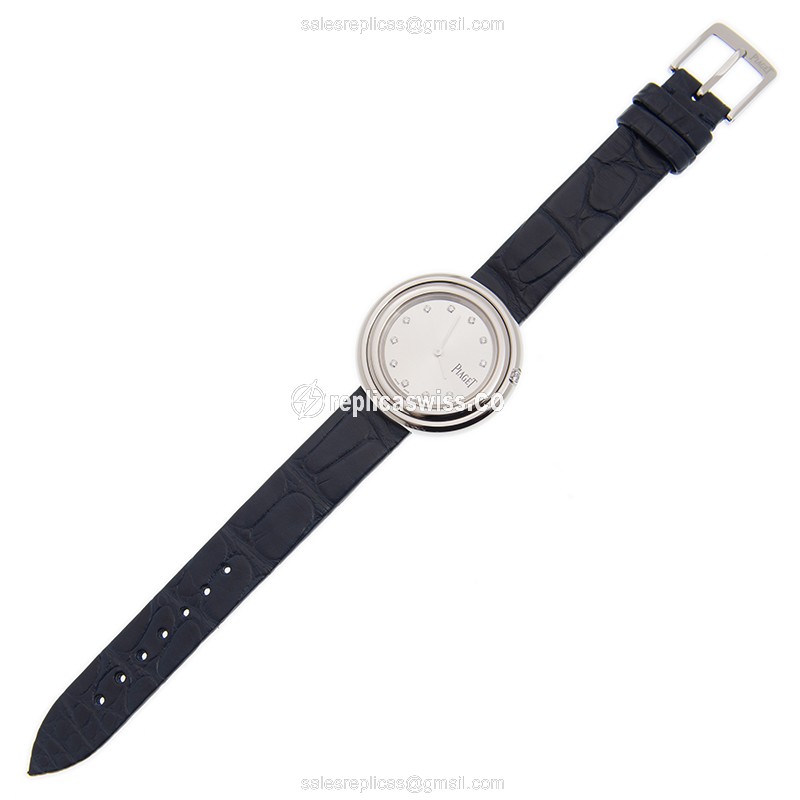 Piaget POSSESSION Quartz Steel - Silver Dial - Blue Alligator Buckle - View 2