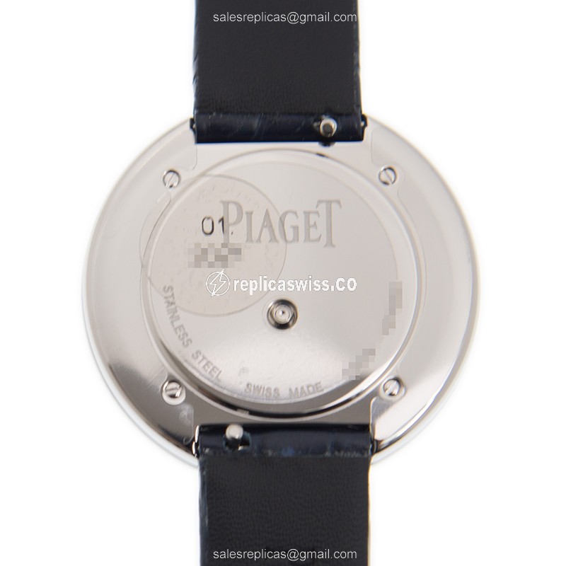 Piaget POSSESSION Quartz Steel - Silver Dial - Blue Alligator Buckle - View 3