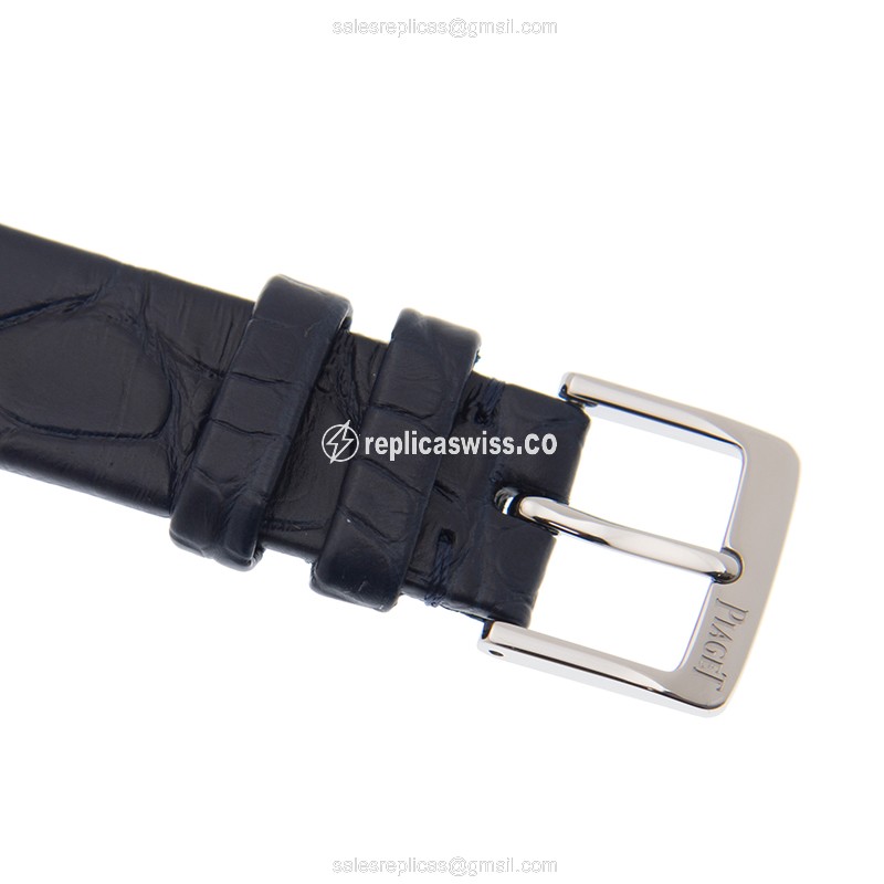 Piaget POSSESSION Quartz Steel - Silver Dial - Blue Alligator Buckle - View 4
