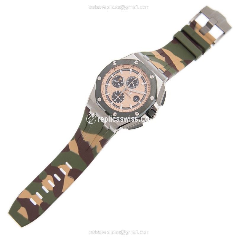 Audemars Piguet ROYAL OAK OFFSHORE Replica - Automatic - Brown Dial - Steel Case - Rubber Strap - View 2