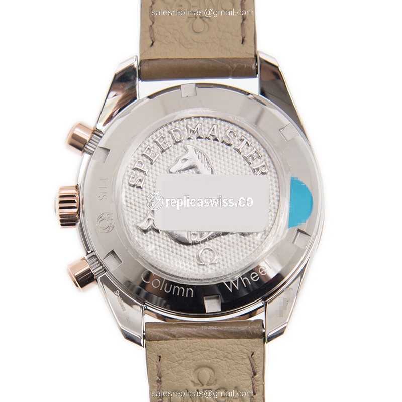 Omega Speedmaster 324.23.38.50.02.002 - Auto - 18kt Rose & Steel - White Dial - Brown Leather Strap - View 3