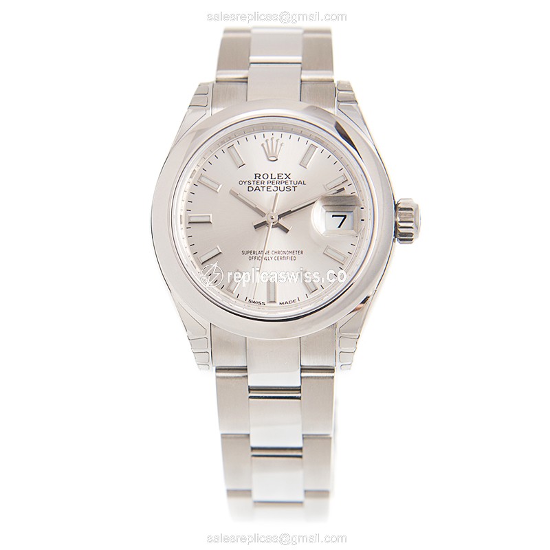 Rolex Lady Datejust Replica - Automatic - Silver Steel Case - Silver Dial - Steel Strap - View 2