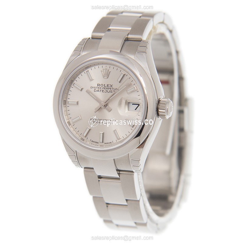 Rolex Lady Datejust Replica - Automatic - Silver Steel Case - Silver Dial - Steel Strap - View 3