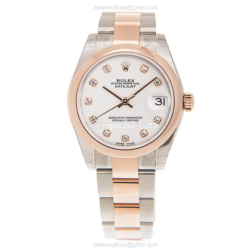 Rolex Datejust Replica - Automatic - White Dial on 18kt Steel & Gold Clasp - View 2