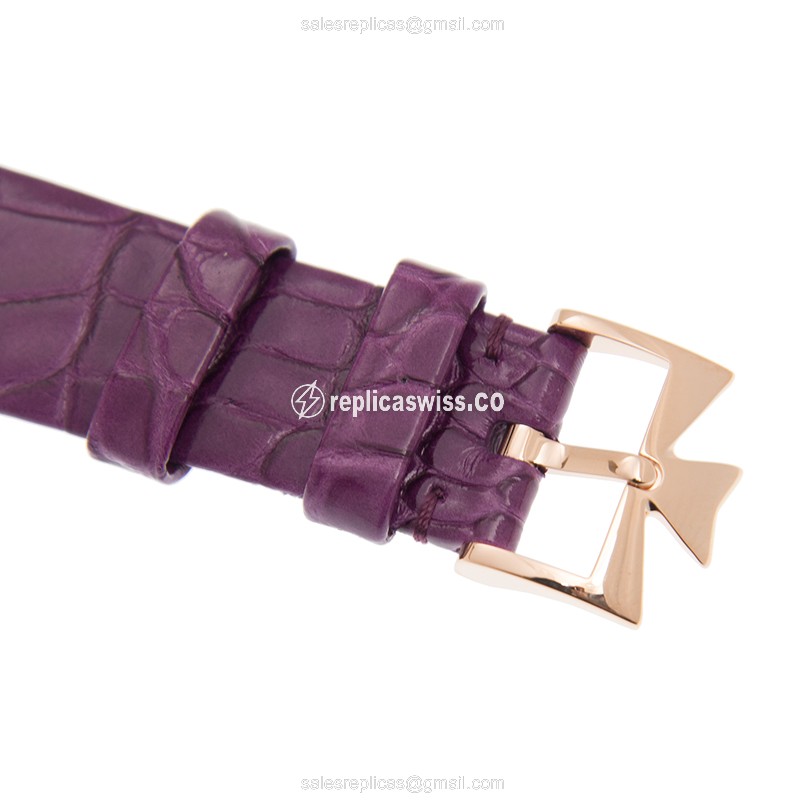 Vacheron Constantin 4100U/001R-B180 PATRIMONY - 18kt Rose Gold Case - White Dial - Alligator Purple Strap - Automatic Movement - View 4