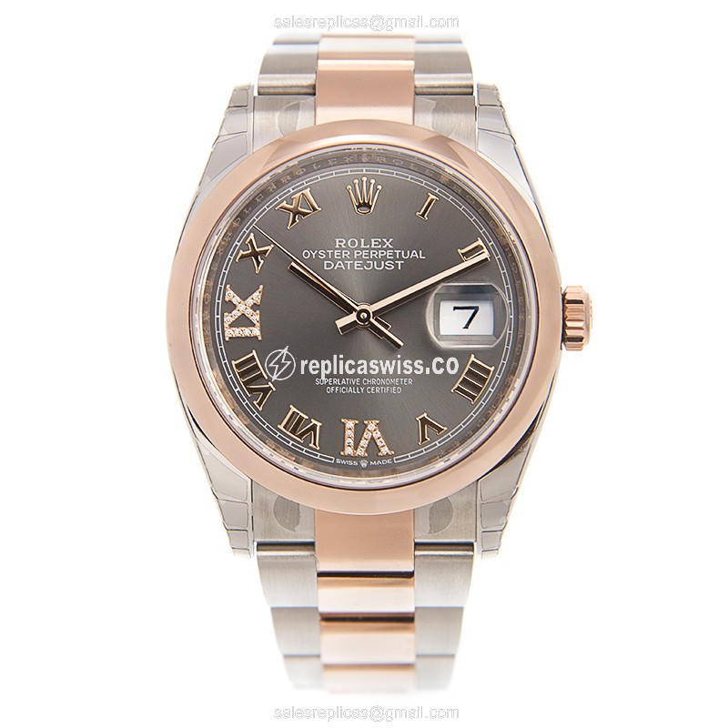 Rolex DATEJUST Replica - 18kt Rose Gold & Steel - Automatic, Gray Dial - View 2