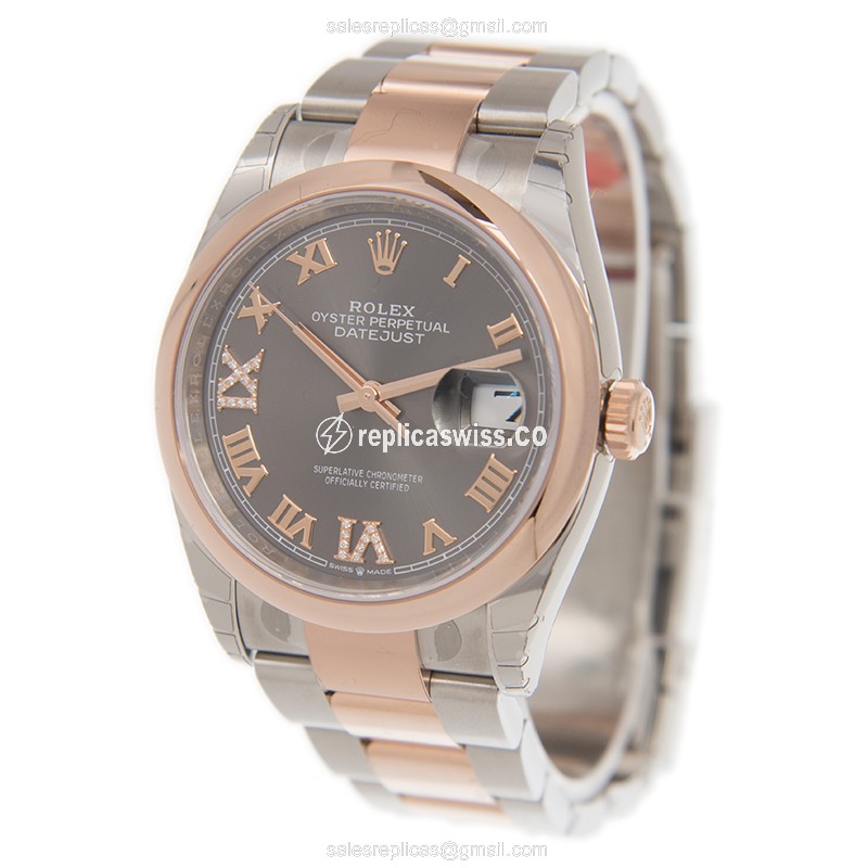 Rolex DATEJUST Replica - 18kt Rose Gold & Steel - Automatic, Gray Dial - View 3