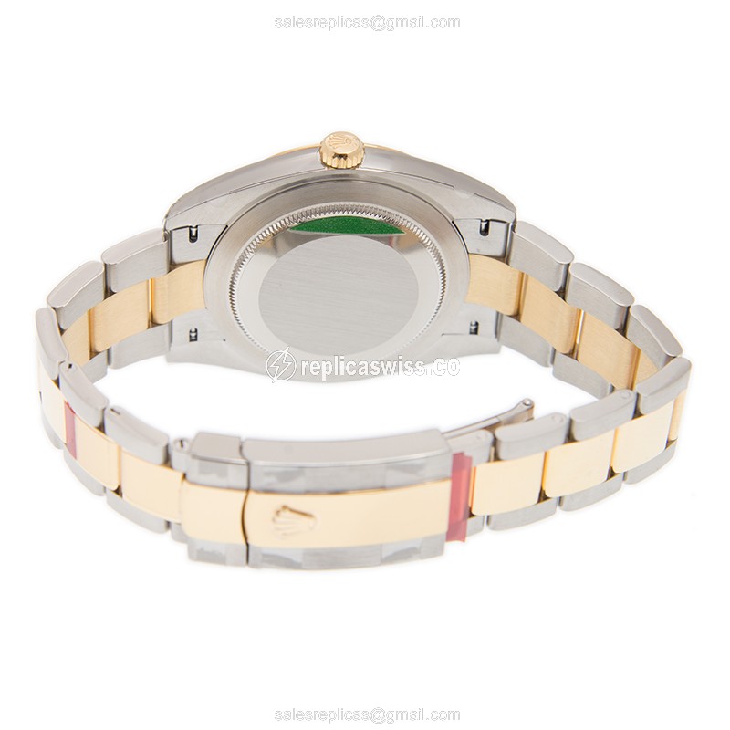 Rolex DATEJUST Replica | 18kt Gold - Steel Case | Dark Grey Dial, Gold Clasp, 18kt Steel Strap - View 4