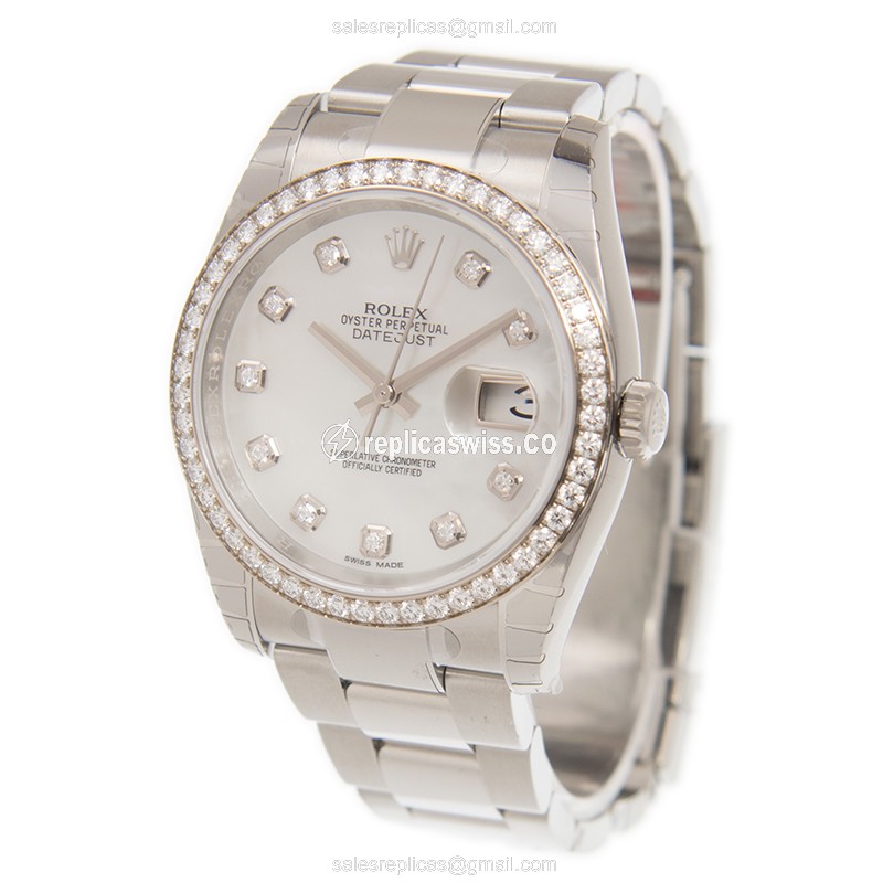 Rolex Datejust Replica - Automatic - White Gold & Steel - White Dial - View 3