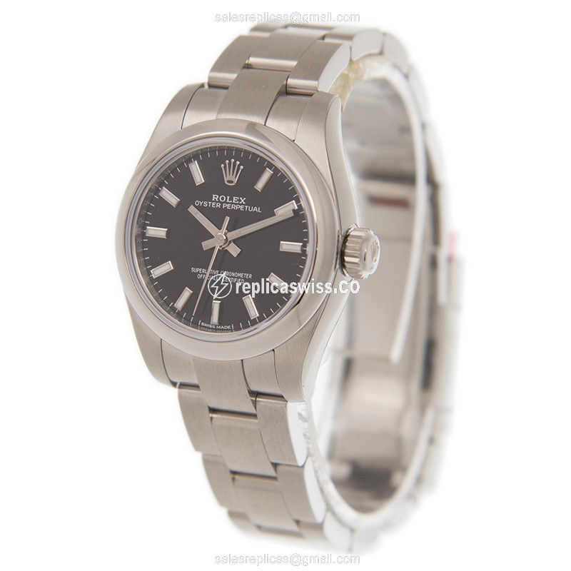 Rolex 176200-0017 Replica - OYSTER Perp Auto - Black Dial - Steel Case & Band - View 3