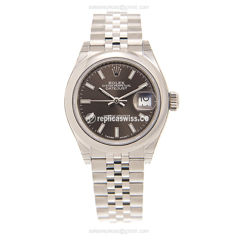 Rolex Lady Datejust Replica - Automatic - Steel Case - Gray Dial - Silver Strap - View 2