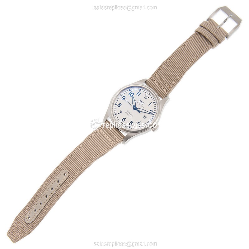 IWC IW327017 PILOTS Replica - Automatic - Stainless Steel - Silver Dial - Beige Fabric Strap - View 2