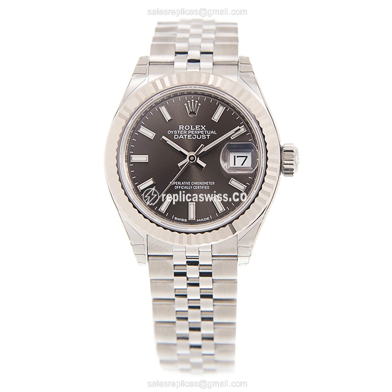 Rolex Datejust Lady Replica - Automatic - White Gold & Steel - Gray Dial - View 2