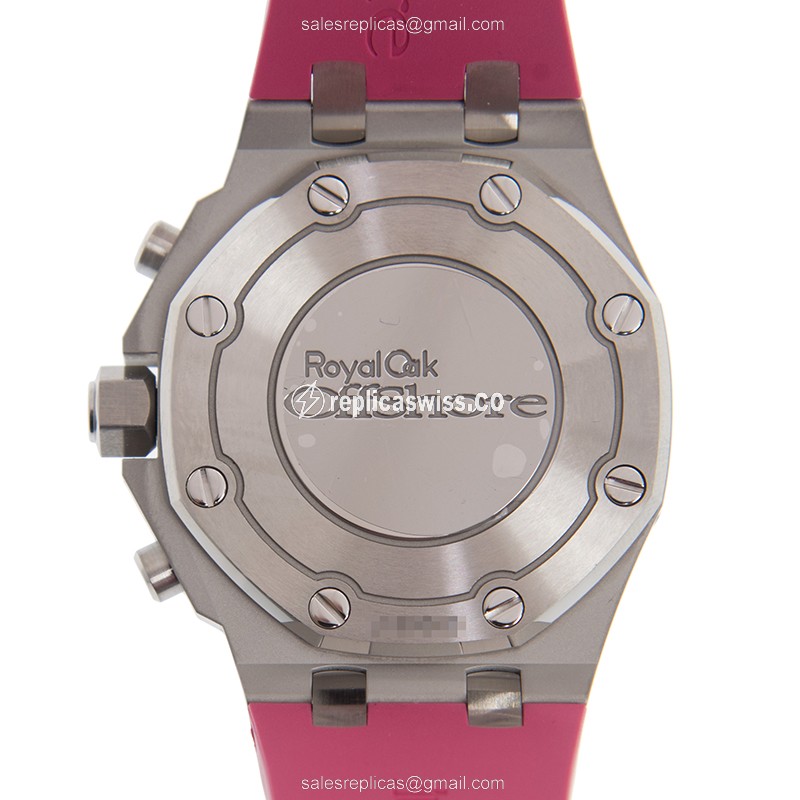 Audemars Piguet Royal Oak Offshore Replica - Automatic - Stainless Steel - Pink Dial & Diamonds - Rubber Strap - View 3