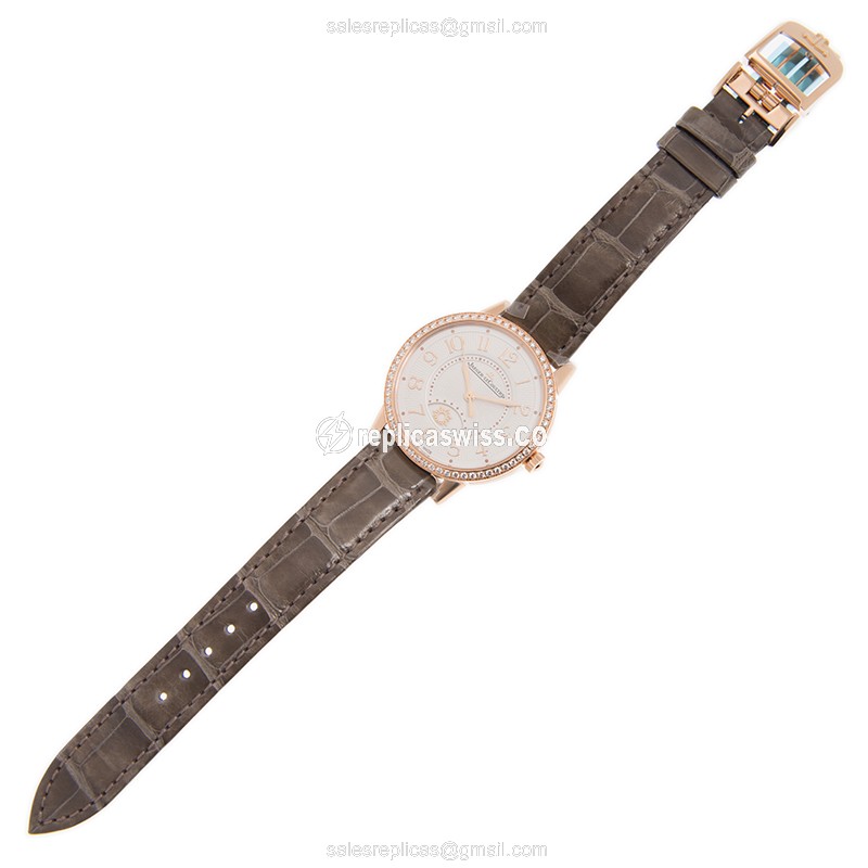 Jaeger-Lecoultre Rendez-Vous Replica - Automatic - 18kt Rose Gold - Silver Dial - Brown Alligator Strap - View 2
