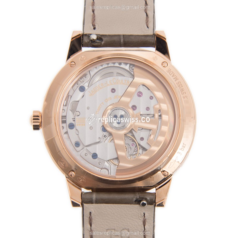 Jaeger-Lecoultre Rendez-Vous Replica - Automatic - 18kt Rose Gold - Silver Dial - Brown Alligator Strap - View 3