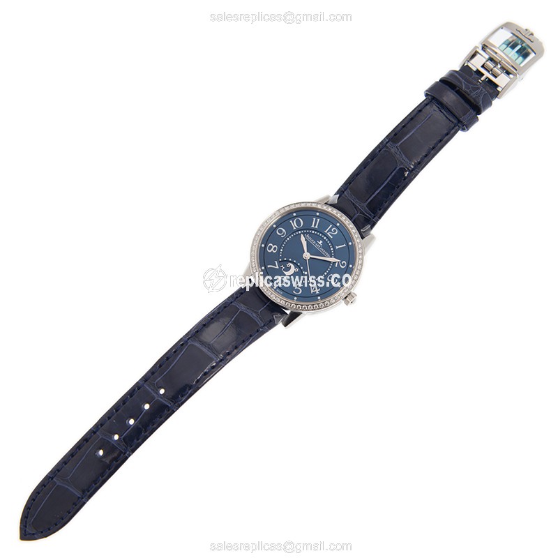 Jaeger-Lecoultre Rendez-Vous Replica - Automatic - Stainless Steel - Blue Dial & Diamond - Alligator Blue Strap - View 2