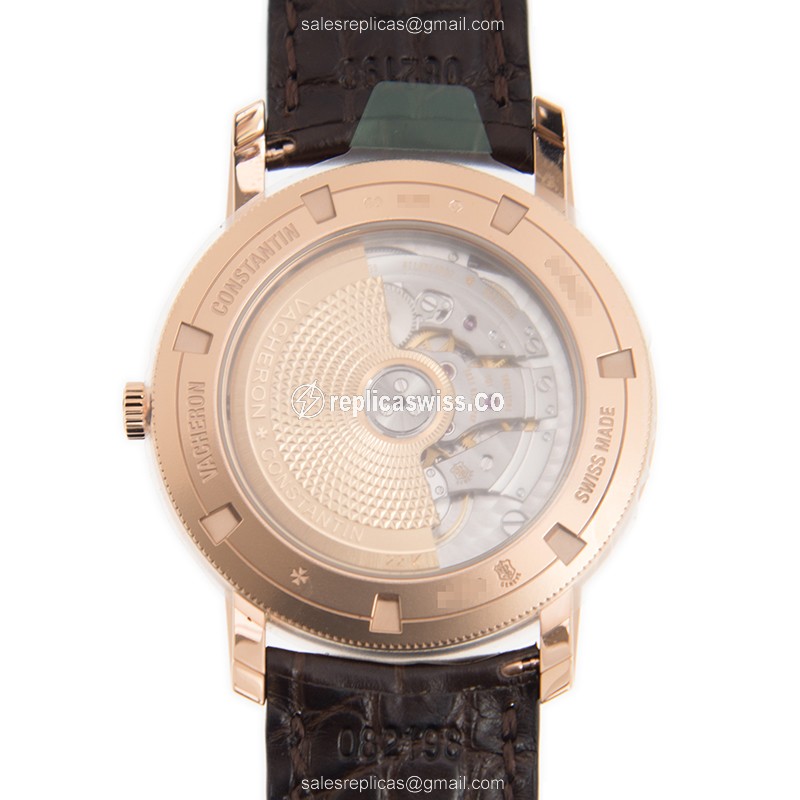 Vacheron Constantin 87172/000R-B167 TRADITIONNELLE - Automatic - 18kt Rose Gold - White Dial - Brown Alligator Buckle - View 3